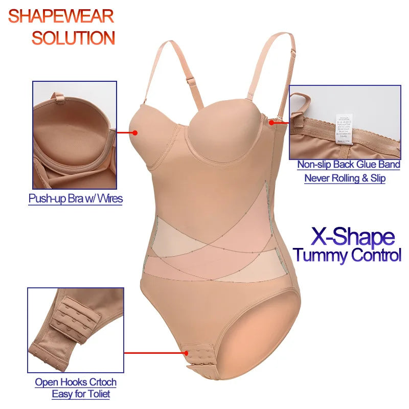 Sexy Seamless Bodysuits for Women Slim Body Shaper Waist Trainer Backless