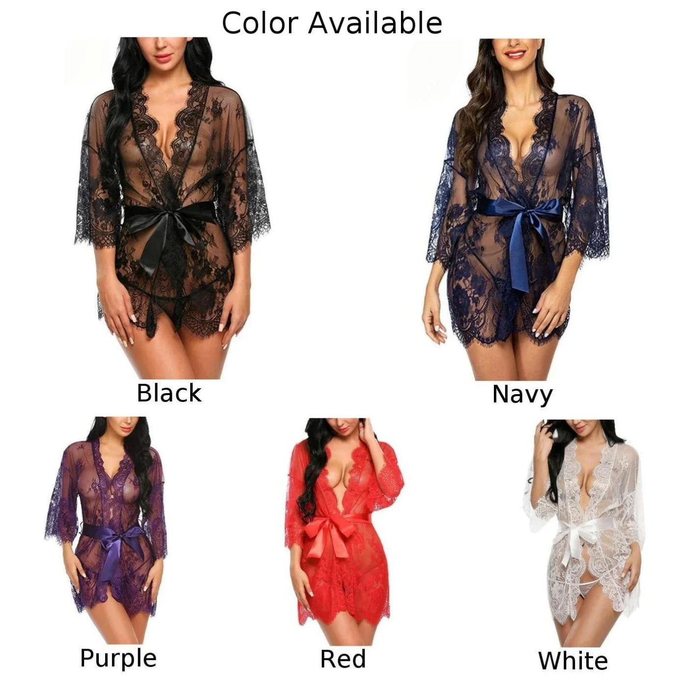 Sexy Lingerie Lace Nightgown Sleepwear Dress Robe Kimono Nightwear