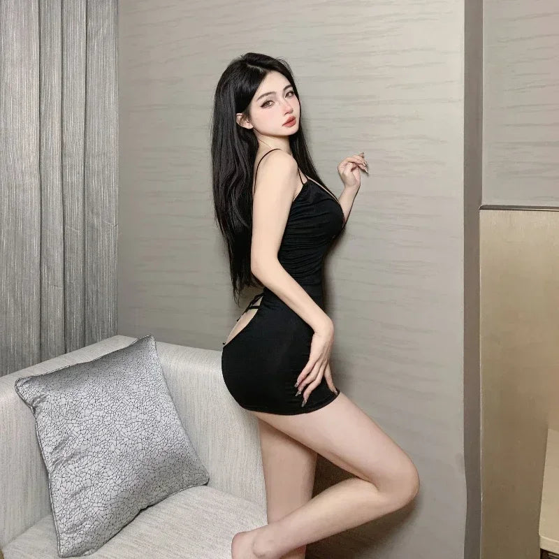 Sexy Temptation Woman V Crotch Skirt Pure Desire Pajamas Corset Underwear Female Package Hip Skirt