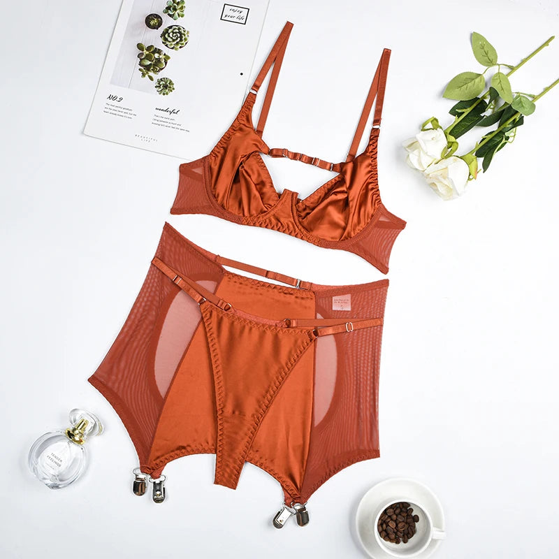 Sexy Hollow Out Women Nice Underwear Deluxe Erotic Bra Set Seamless Underwear