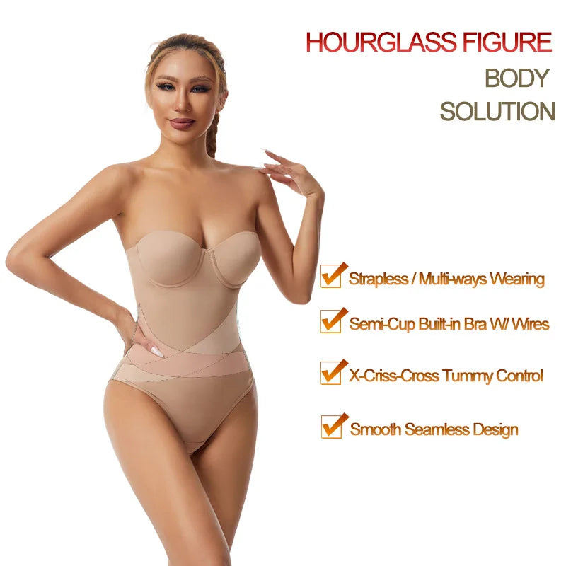Sexy Seamless Bodysuits for Women Slim Body Shaper Waist Trainer Backless