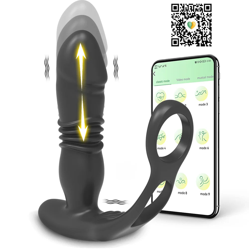 Top Quality Plug Ass Dildo Stimulator APP Thrusting Butt Plug Sex Toys for Men Prostate Massager Anal Vibrator Telescopic Vibrating Anal