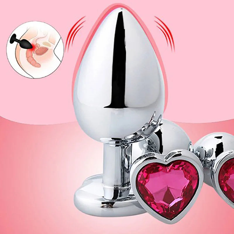 Metal Anal Sex Toys Plug Heart Shape Diamond Metal Butt Erotic Vagina Stimulator Prostate Massage for Adult Tail Anal