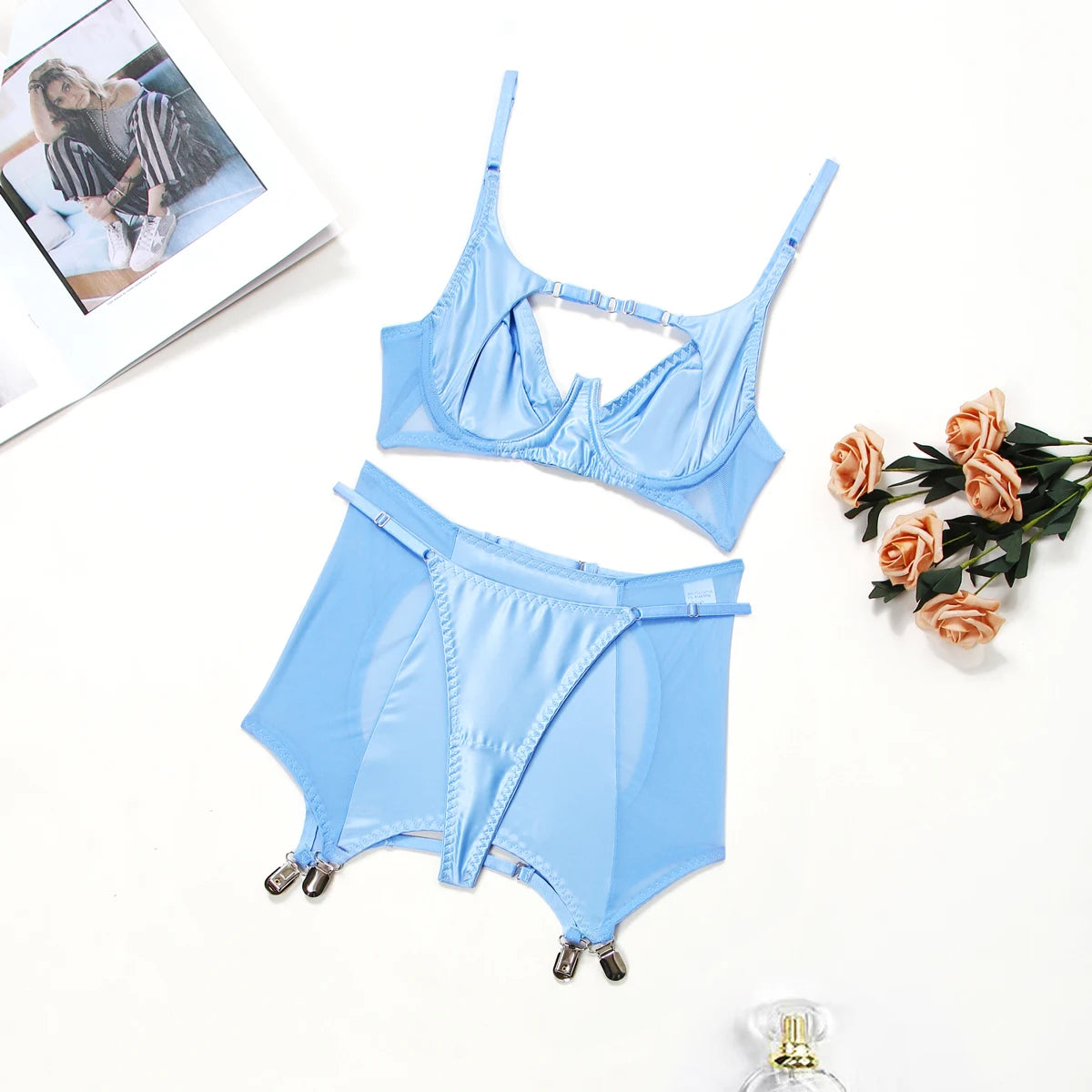 Sexy Hollow Out Women Nice  Underwear Deluxe Erotic Bra Set Seamless Underwear