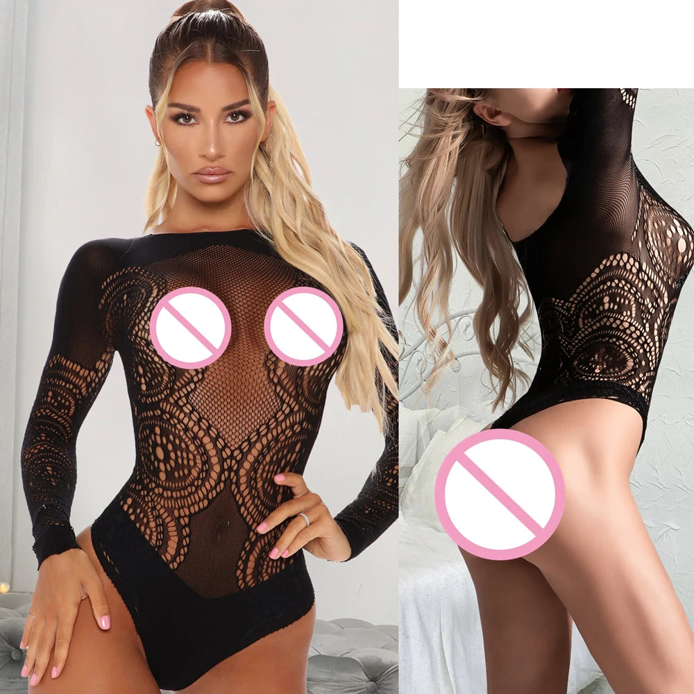 Underwear Sexy Fishnet Tight Lingerie Costumes Bodysuit Erotic Mesh Hollow