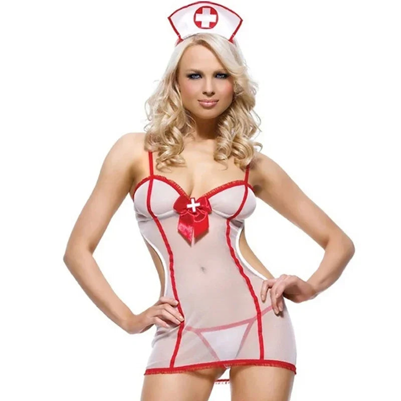 Sexy Lingerie Hot Erotic Role Play Uniform Babydoll Nurse Maid Dress Sexy Sets