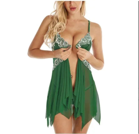 Sexy Nightdress Crotchless Sexy Lingerie for Women Hot Exotic Nightgowns Nighties Set Sheer Mesh Nightwear Babydolls