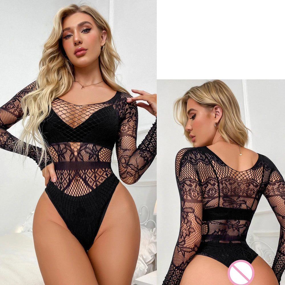 Underwear Sexy Fishnet Tight Lingerie Costumes Bodysuit Erotic Mesh Hollow