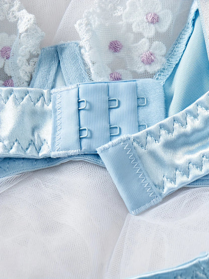 2-Piece Women's Push-Up Lace Lingerie Set with Embroidery