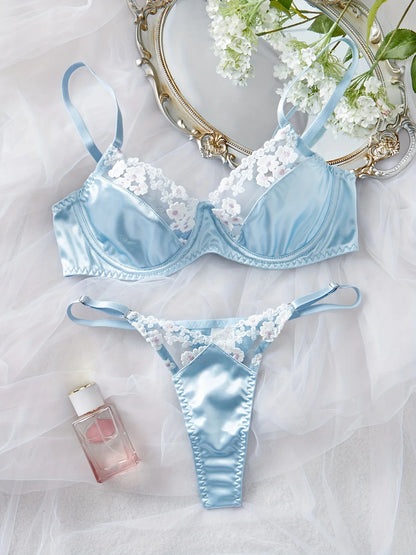 2-Piece Women's Push-Up Lace Lingerie Set with Embroidery