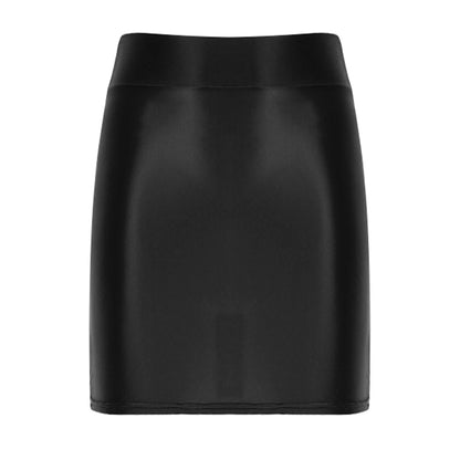 Glossy Patent Leather Mini Skirt – Low Rise, Sexy Clubwear for Party & Stage Performance