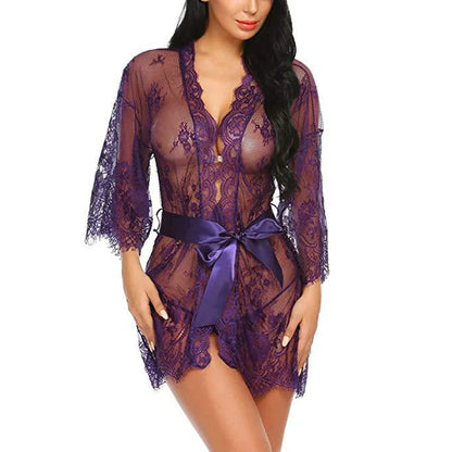 Sexy Lingerie Lace Nightgown Sleepwear Dress Robe Kimono Nightwear