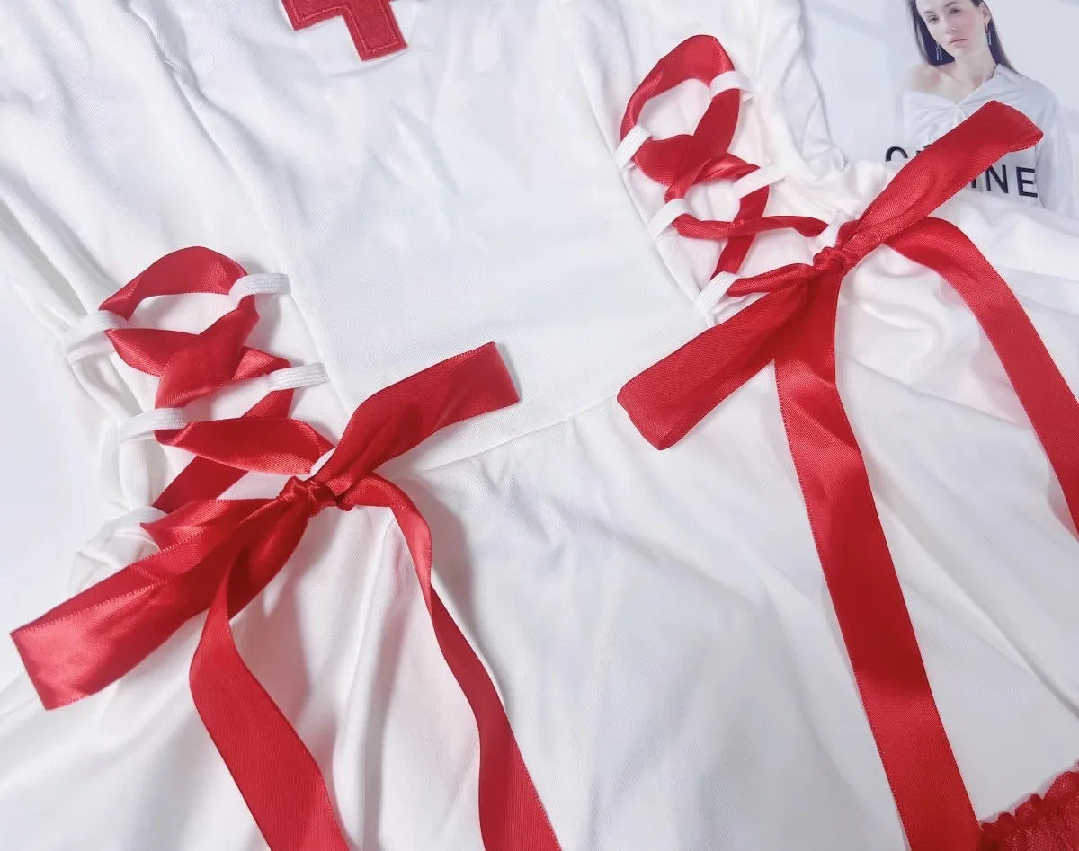 Sexy Lingerie Nurse Girl Dress Uniform Red Role Play Exotic Costumes Cosplay Dress Anime Porno Party Maid Nurse Sets