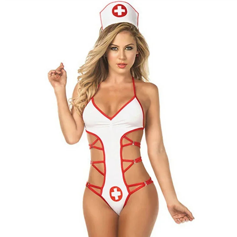 Sexy Lingerie Hot Erotic Role Play Uniform Babydoll Nurse Maid Dress Sexy Sets