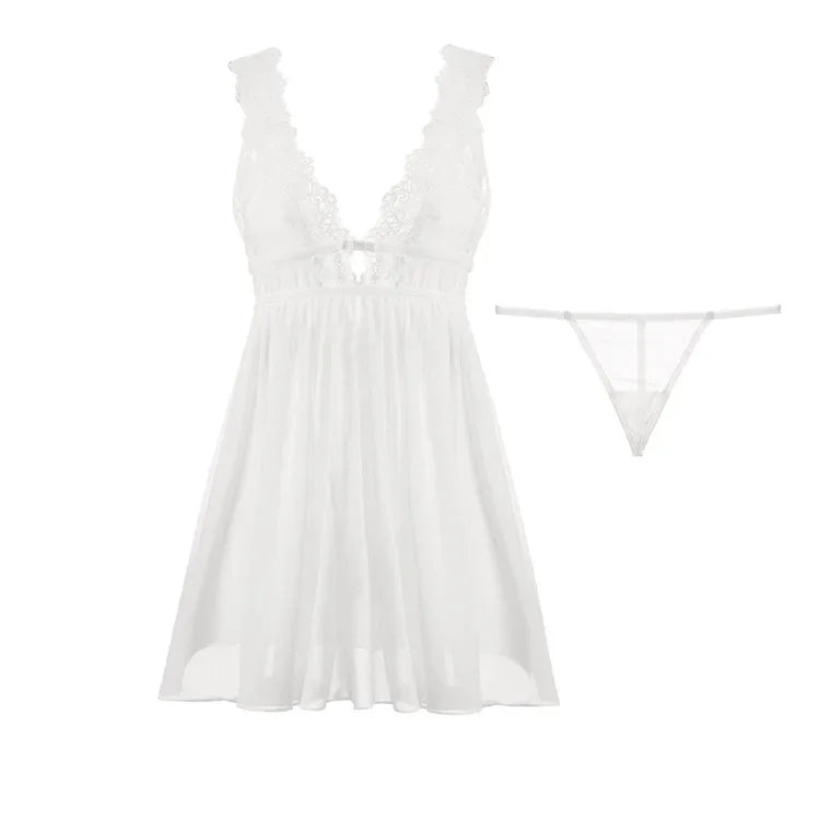 Sexy Nightdress Crotchless Sexy Lingerie for Women Hot Exotic Nightgowns Nighties Set Sheer Mesh Nightwear Babydolls