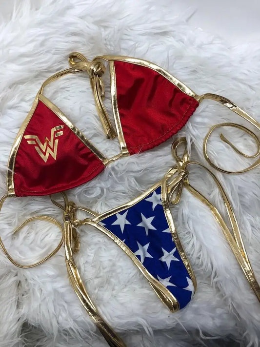 Wonder-Inspired Superhero Cosplay Bikini Set Swimsuit Fantasia