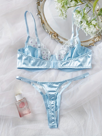 2-Piece Women's Push-Up Lace Lingerie Set with Embroidery