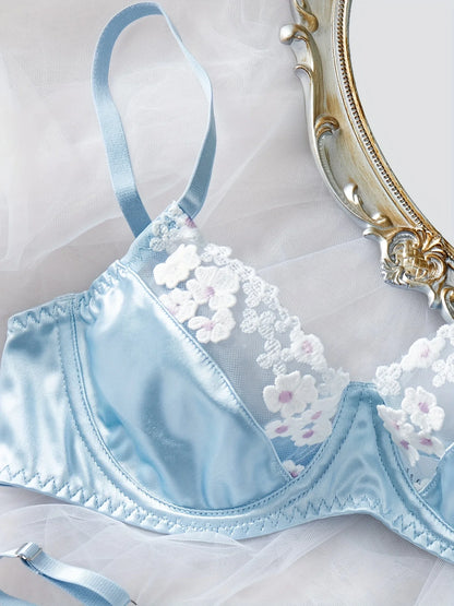 2-Piece Women's Push-Up Lace Lingerie Set with Embroidery