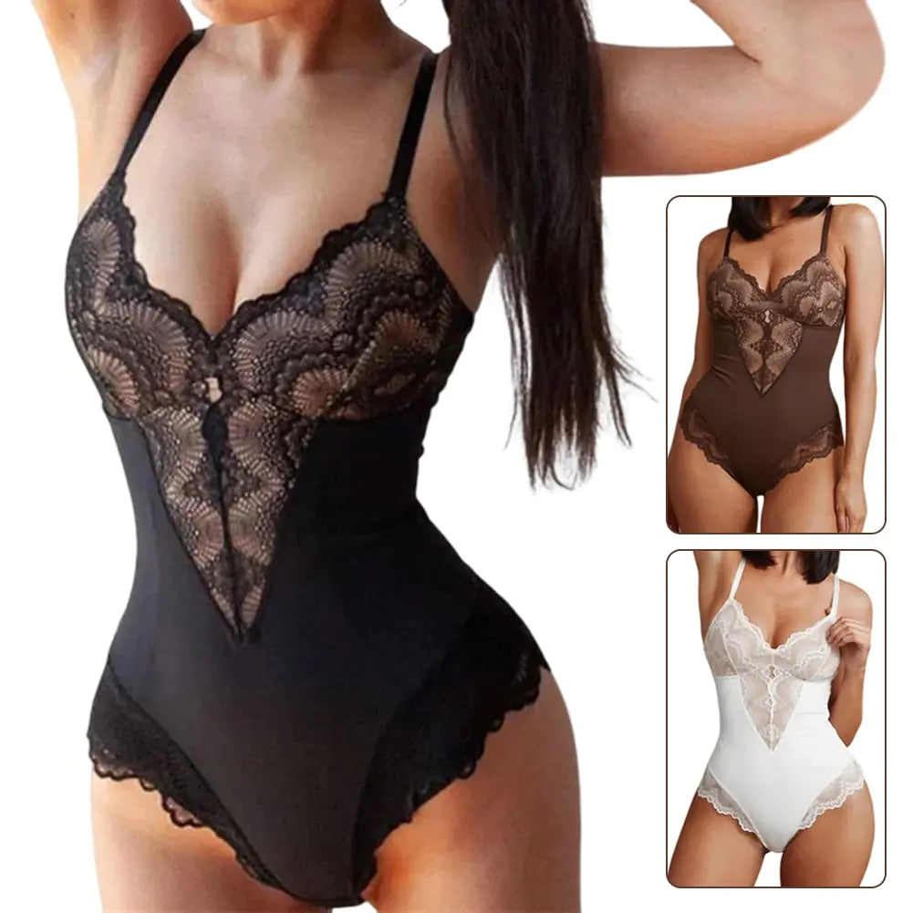 Women's Lace Sexy Body Shaper Blace/White